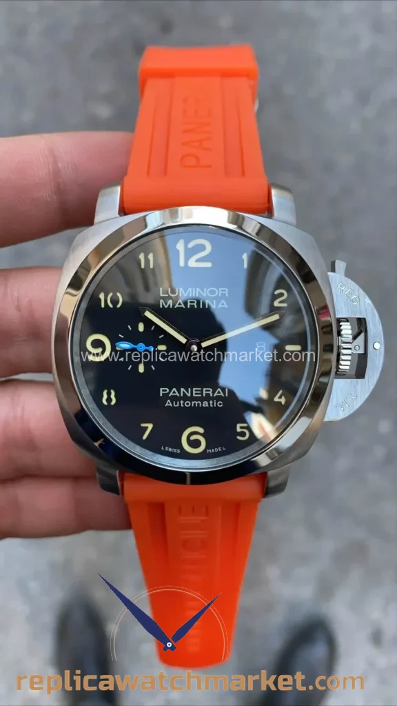 Replica Panerai Luminor Marina PAM00111 Steel Case Orange Rubber Strap 48 mm — product view 1