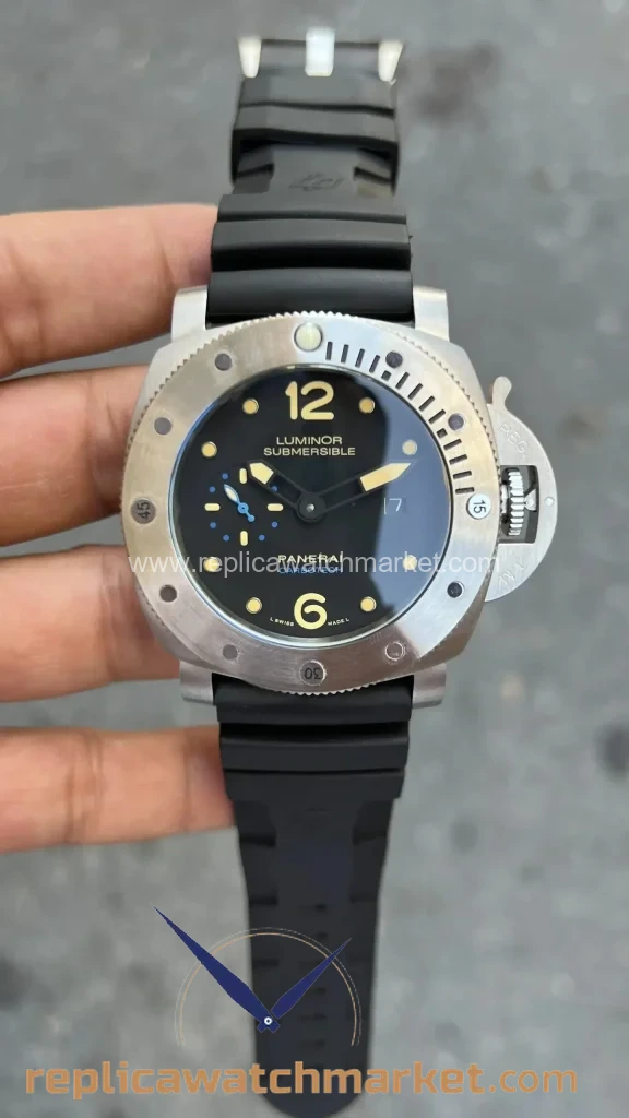 Replica Panerai Luminor Submersible Firenze 1860 PAM02973 Steel Case Black Dial Black Strap 48 mm — product view 1
