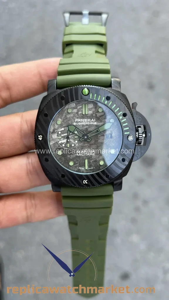 Replica Panerai Submersible Marina Militare Carbotech PAM961 Green PVD Black 48 mm — product view 1