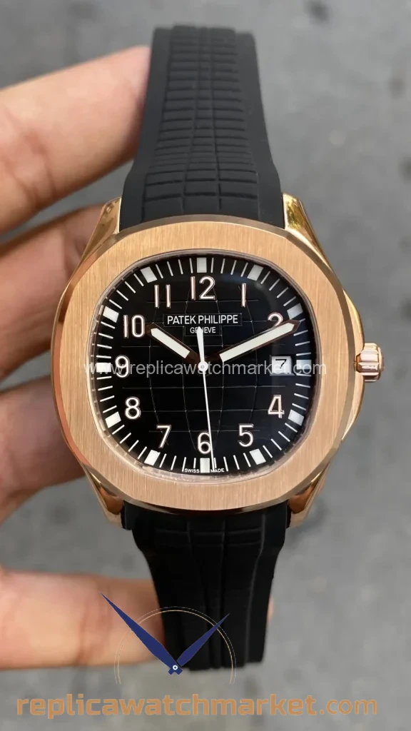 Replica Patek Philippe Aquanaut 5167R — Rose Gold Case Black Dial Black Rubber Strap 42 mm — product view 1