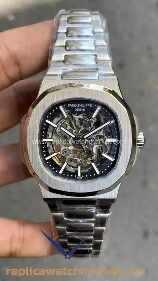 Replika Patek Philippe Nautilus 5711 — İskelet Çelik Kasa Siyah Kadran 40 mm — ürün görünümü 1