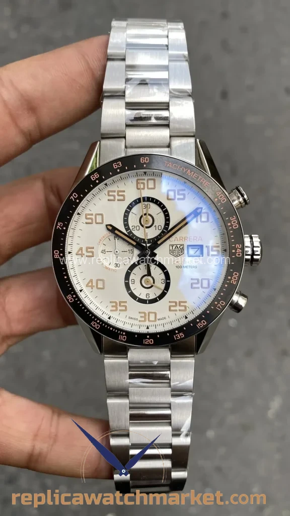 Replica TAG Heuer Carrera Calibre 16 Chronograph — White Dial Steel Bracelet 41 mm — product view 1