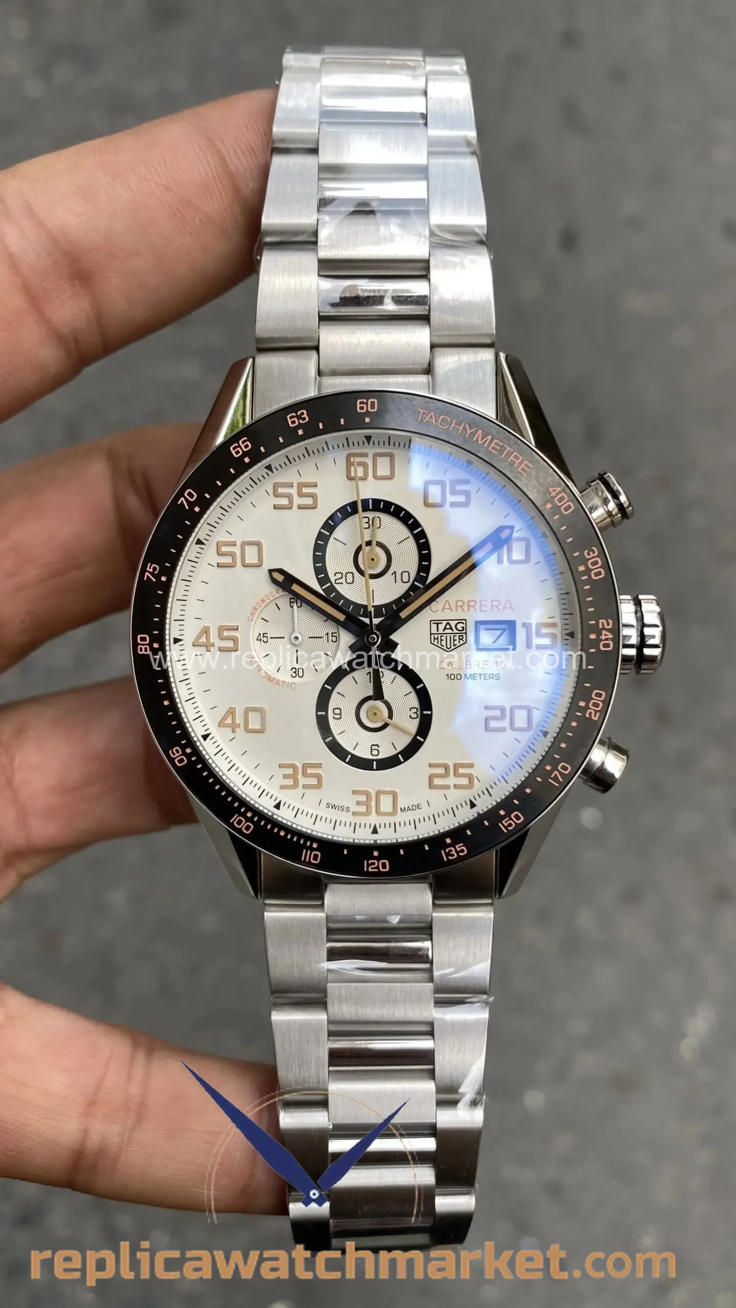 Replica TAG Heuer Carrera Calibre 16 Chronograph — White Dial Steel Bracelet 41 mm — product view 1