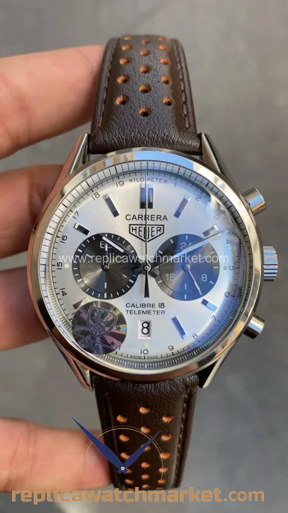 Replica TAG Heuer Carrera Calibre 18 Telemeter Chronograph — White Dial 40 mm — product view 1