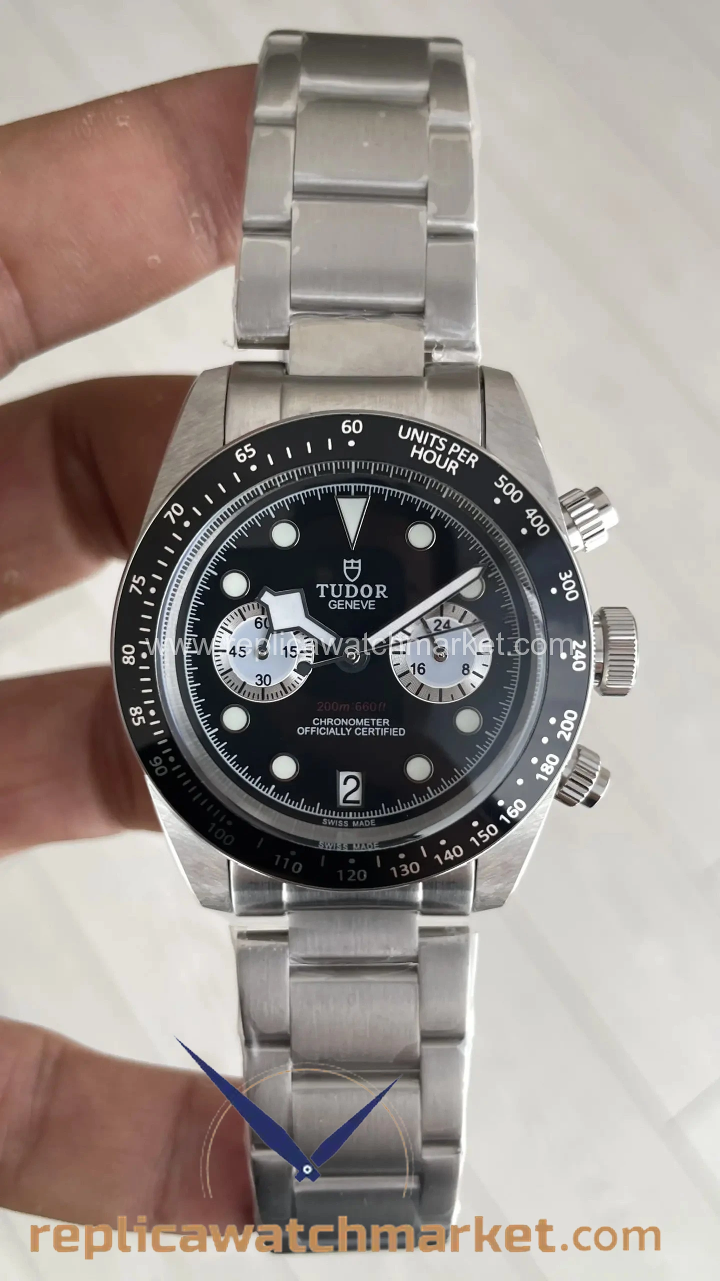 Replica Tudor Black Bay Steel Oyster Black Dial Black Ceramic Chronograph 41 mm — product view 1