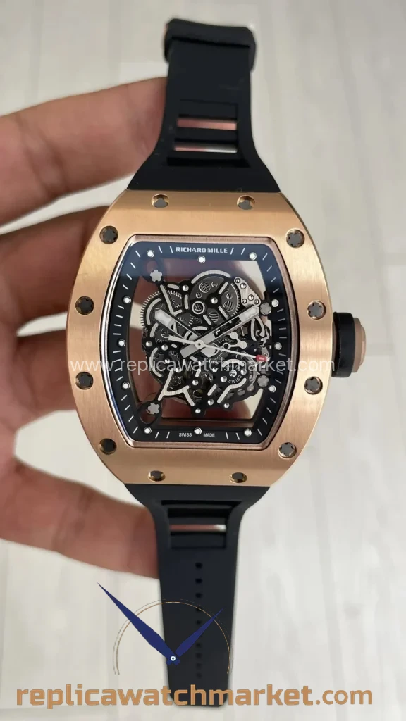 Replica Richard Mille Bubba Watson RM 055 — Rose Case Black Rubber — product view 1