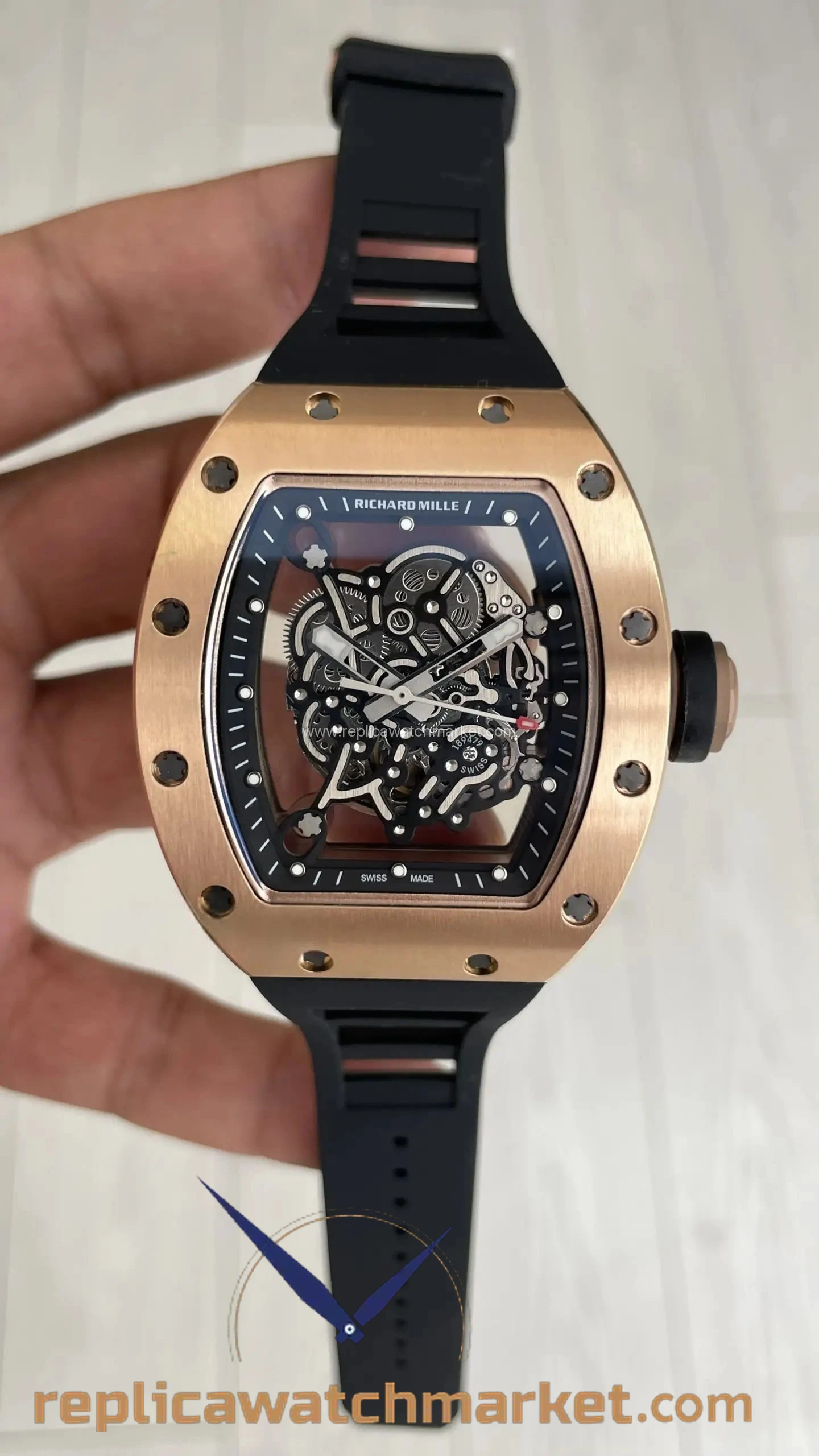 Replica Richard Mille Bubba Watson RM 055 — Rose Case Black Rubber — product view 1