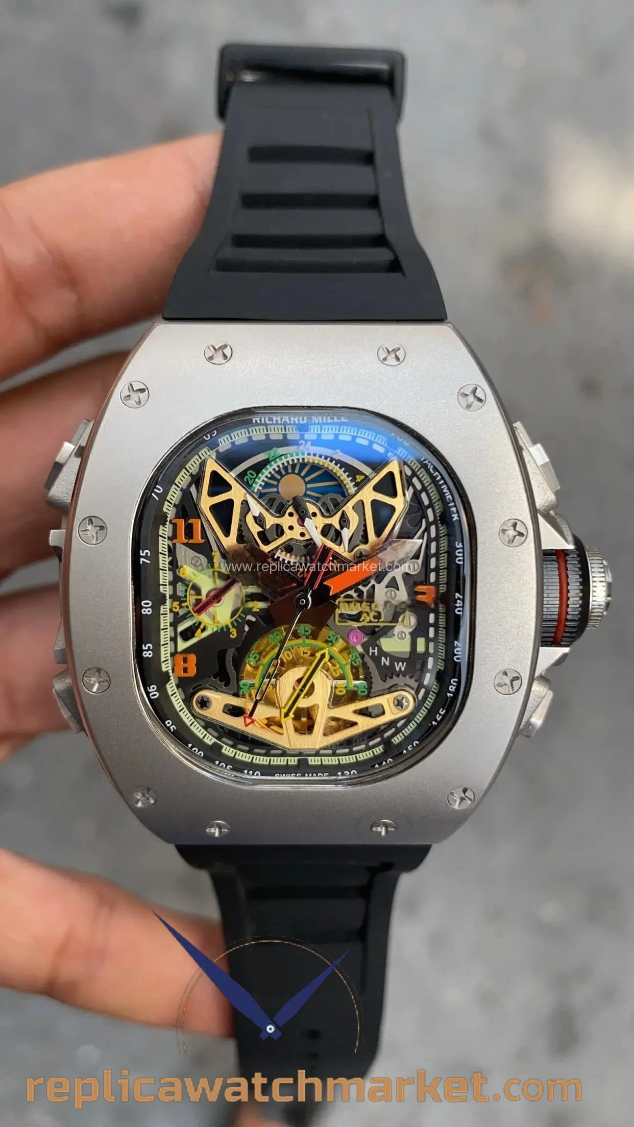 Replica Richard Mille RM 50-02 ACJ Tourbillon Split — Steel Case Black Rubber — product view 1