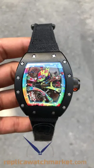 Replika Richard Mille RM 68-01 Cyril Kongo — PVD siyah kasa, siyah kauçuk kayış — ürün görünümü 1