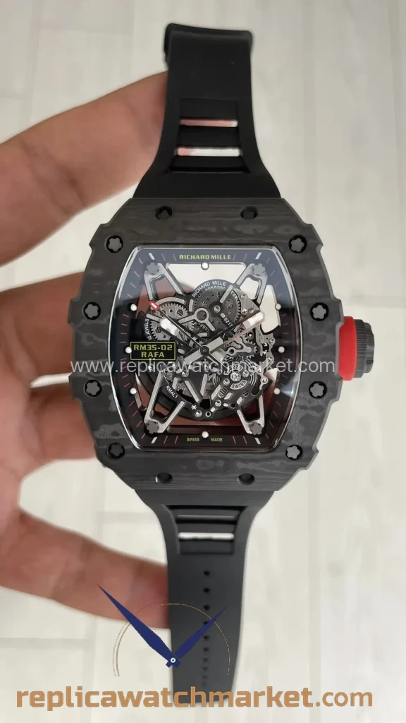 Replica Richard Mille Rafael Nadal RM 35-02 — Carbon Black Case Black Rubber — product view 1