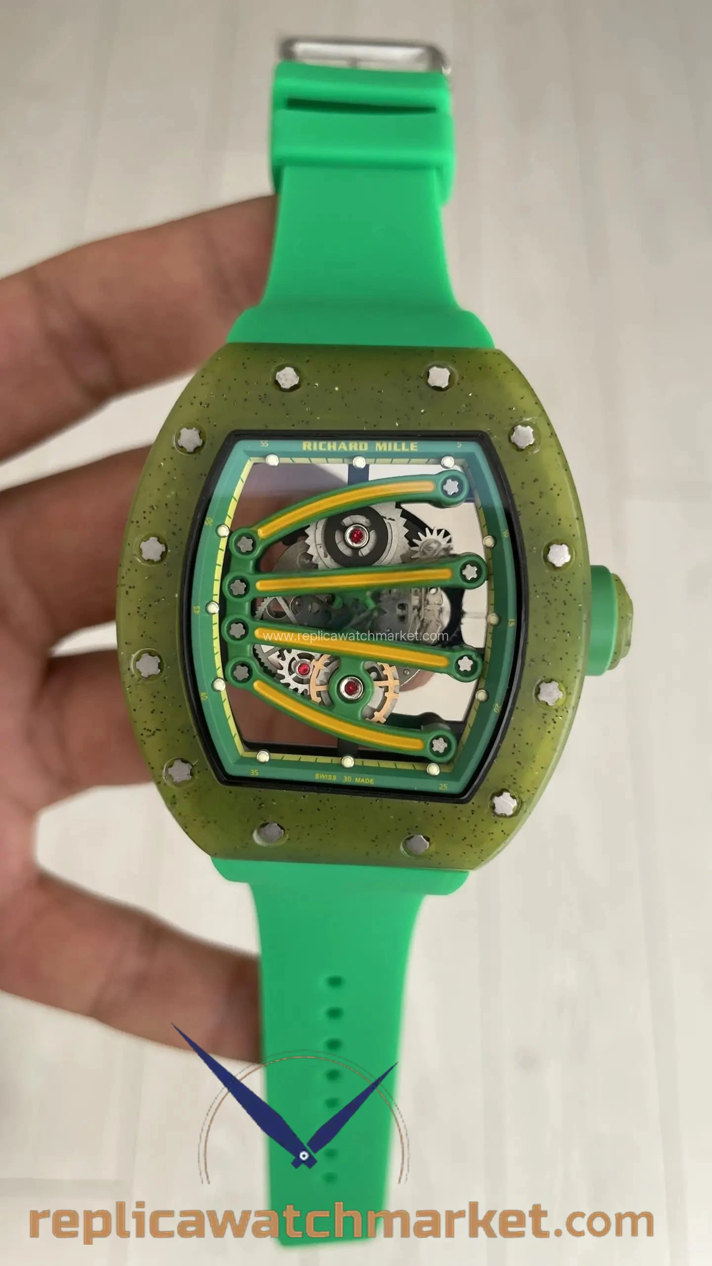 Replica Richard Mille Yohan Blake RM 59-01 — Green Case Green Rubber — product view 1