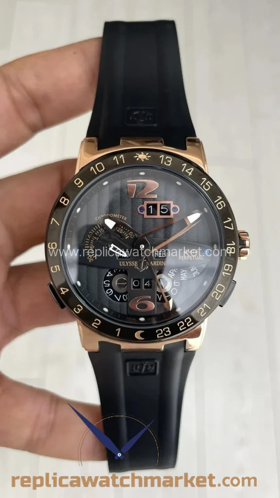 Replica Ulysse Nardin El Toro GMT Perpetual Calendar — Rose Case Black Dial — product view 1