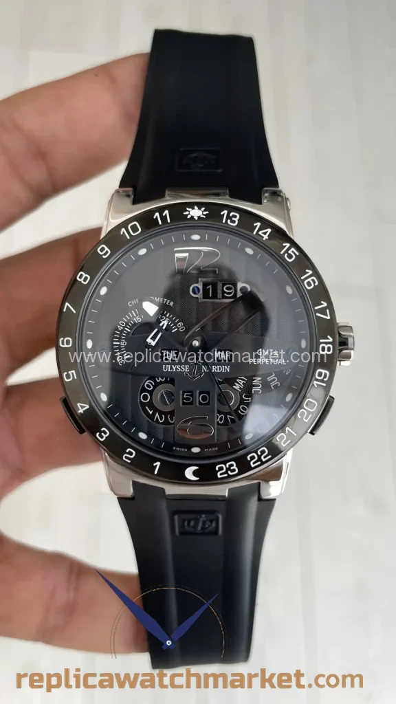 Replica Ulysse Nardin El Toro GMT Perpetual Calendar — Steel Case Black Dial — product view 1