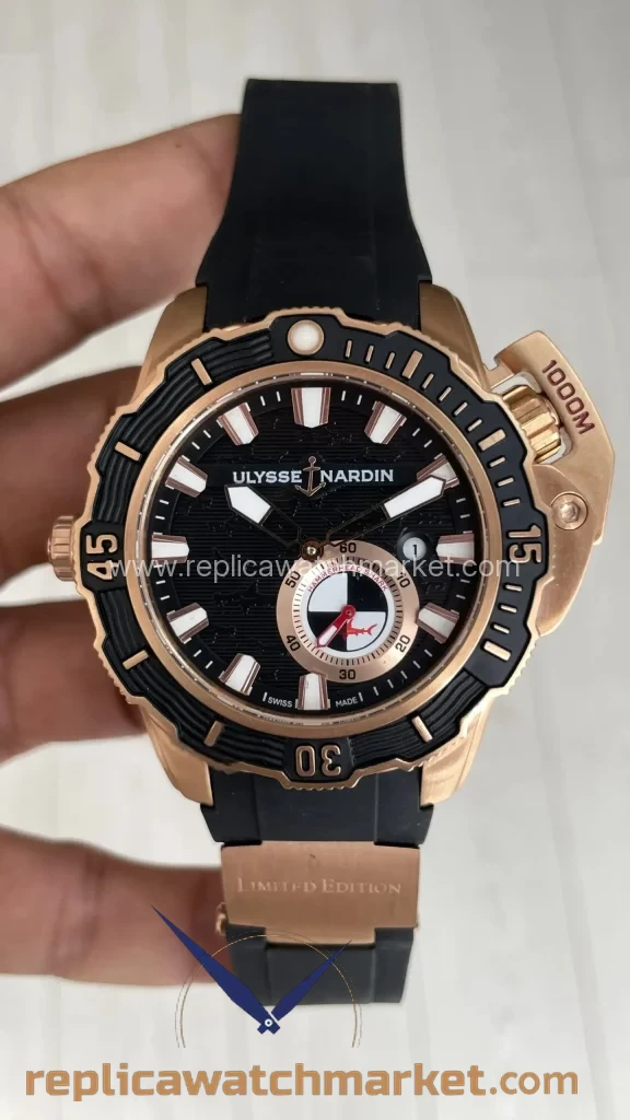 Replica Ulysse Nardin Hammerhead Shark Diver Deep Dive — Rose Case Black Dial — product view 1