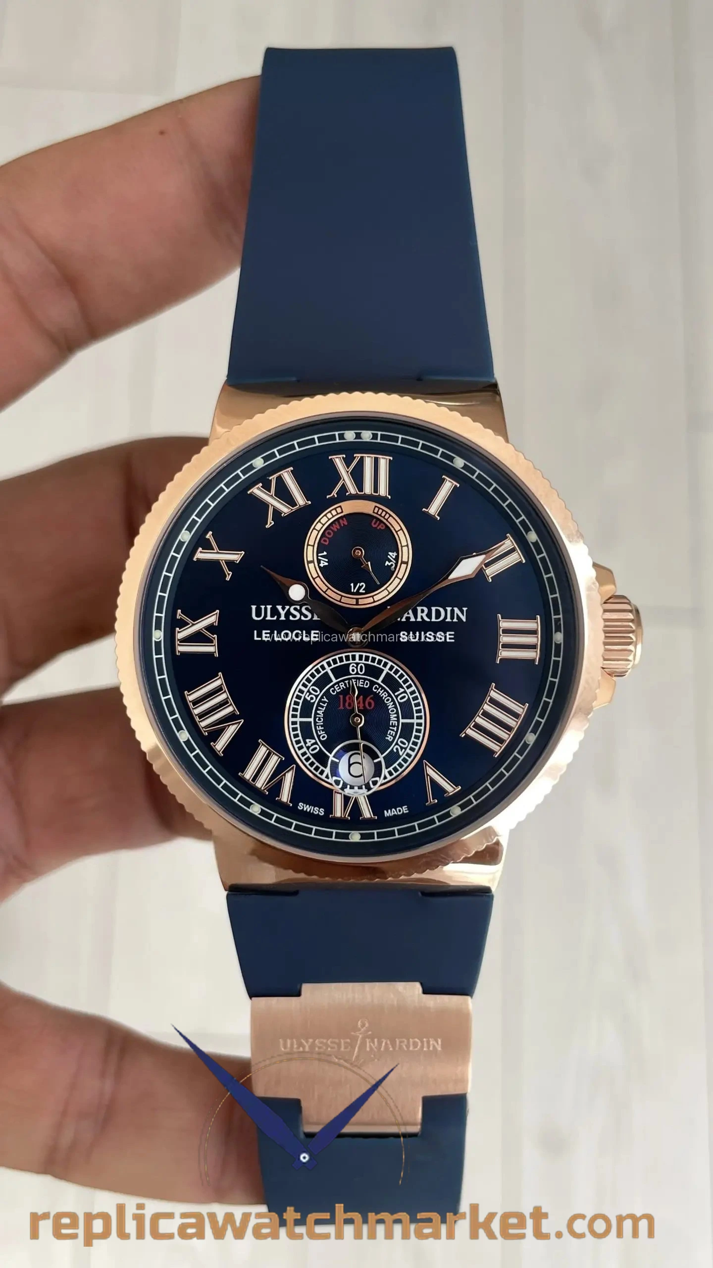 Replica Ulysse Nardin Maxi Marine — Rose Gold Case Blue Dial — product view 1