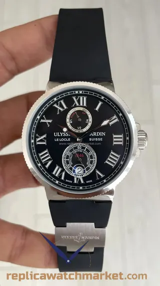 Replika Ulysse Nardin Maxi Marine — Çelik kasa, siyah kadran — ürün görünümü 1