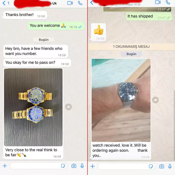 Message from buyer confirming smooth delivery process